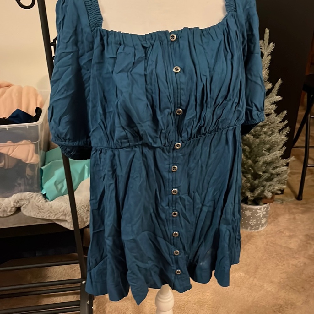 NWT gorgeous teal very wrinkly babydoll blouse torrid size 0